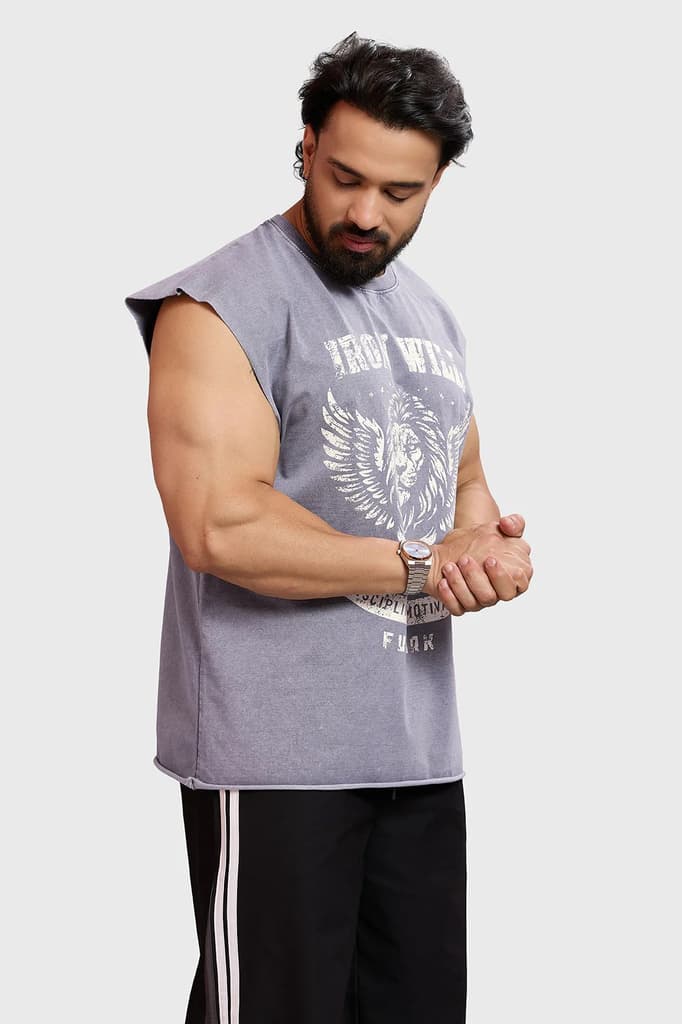 IronWill Washed Capsleeves Tank Light Grey — photo 5