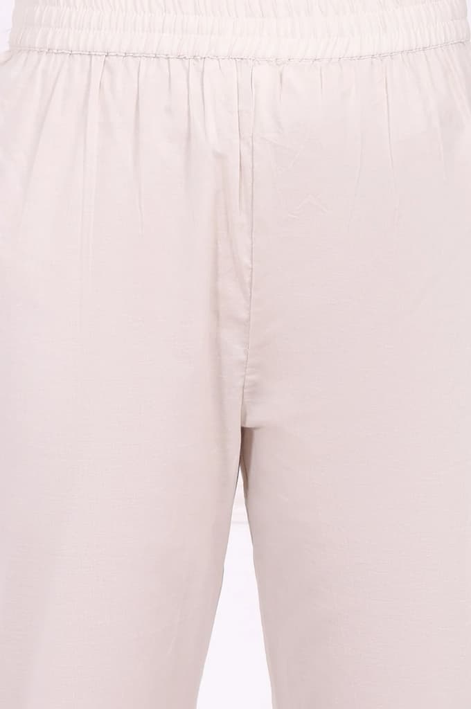 Off-White Floral Printed Pure Cotton Straight Kurta with Pants Set — photo 8