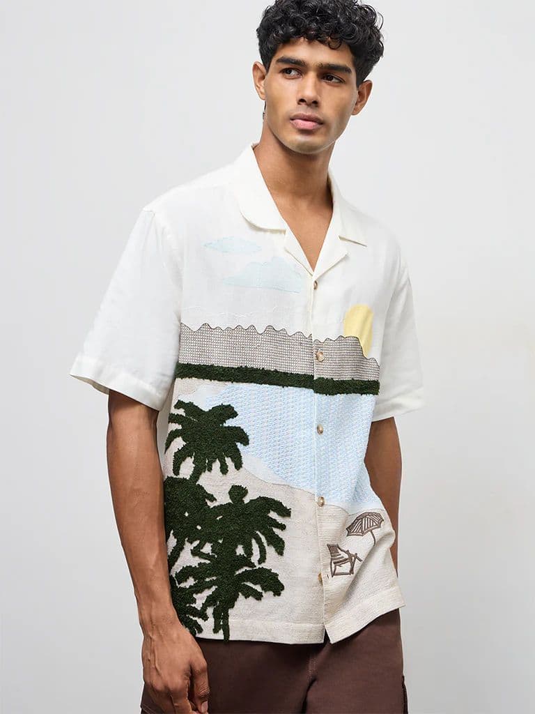 Nuon Off-White Scenic Embroidered Relaxed-Fit Shirt — photo 2