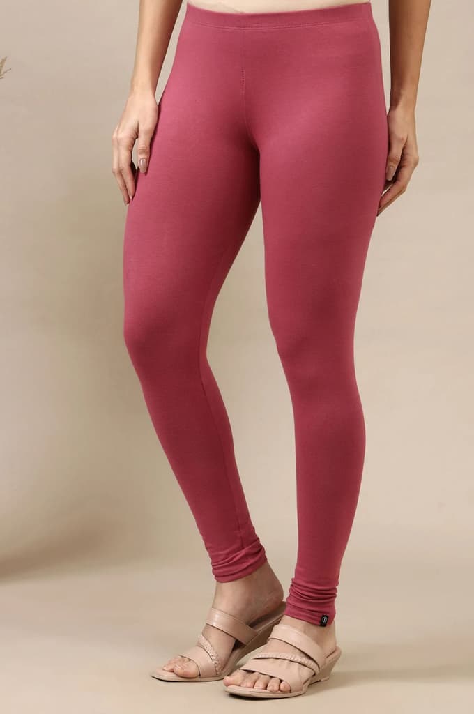 Purple Cotton Lycra Ankle Length Leggings — photo 2