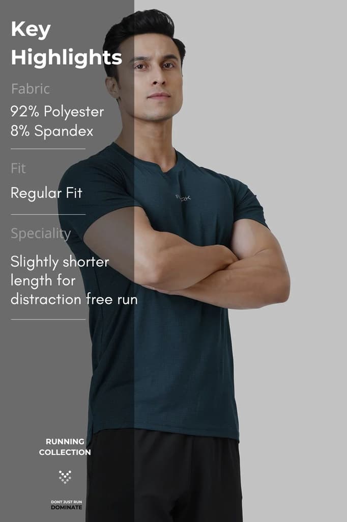Checks Running T-shirt Bottle Green — photo 8