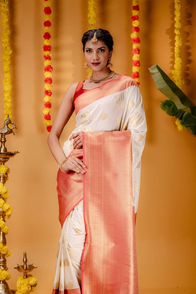 Mimosa Women's Woven Design Kanjivaram Style Art Silk Saree With Blouse Piece : SA00001732HWFREE — photo 2