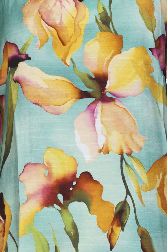 Turquoise Blue Floral Printed Straight Kurta with Pants Co-ord Set — photo 2
