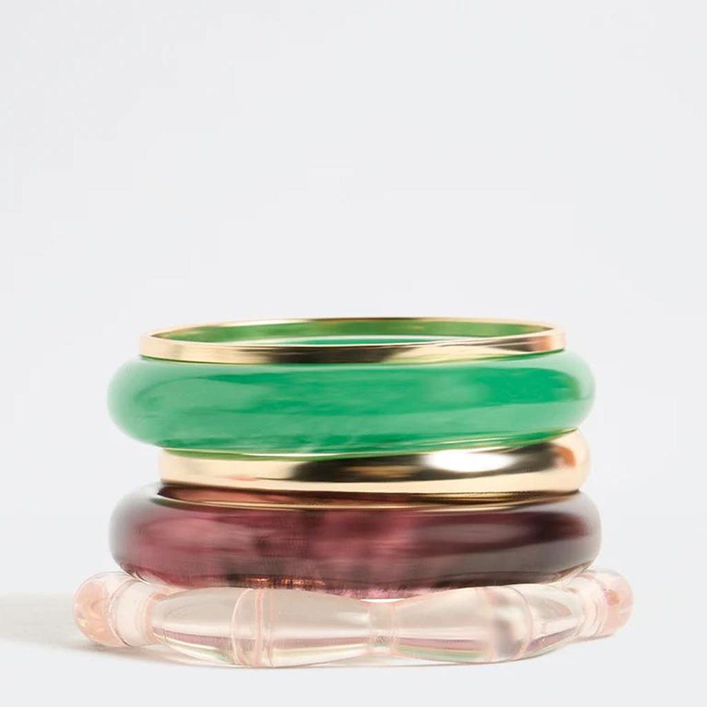 Westside Accessories Multicolour Resin and Metal Bangles - Pack of 5