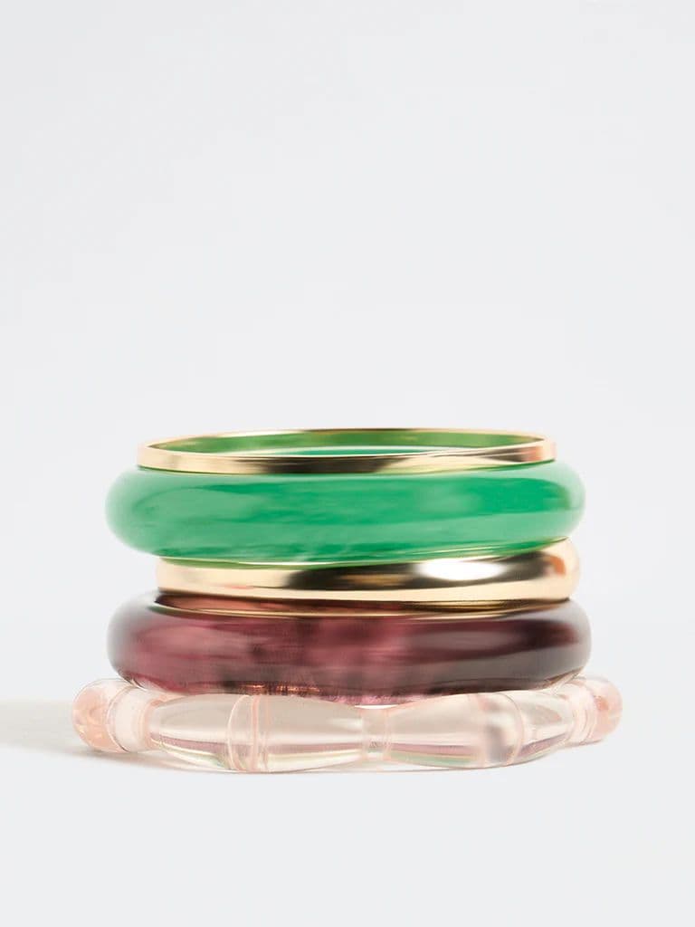 Westside Accessories Multicolour Resin and Metal Bangles - Pack of 5