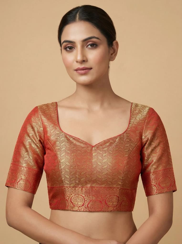 MIMOSA Women's Woven Design Kanjivaram Style Art Silk Saree with Blouse Piece - Maroon (SA00002477MRFREE) — photo 4