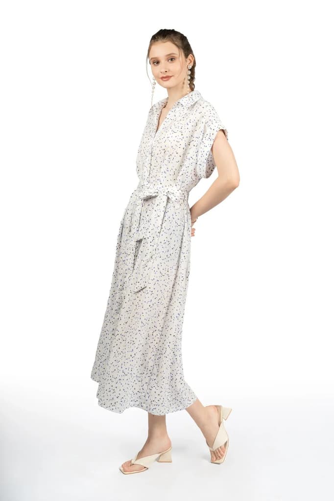 White Printed Kimono Midi Dress — photo 5