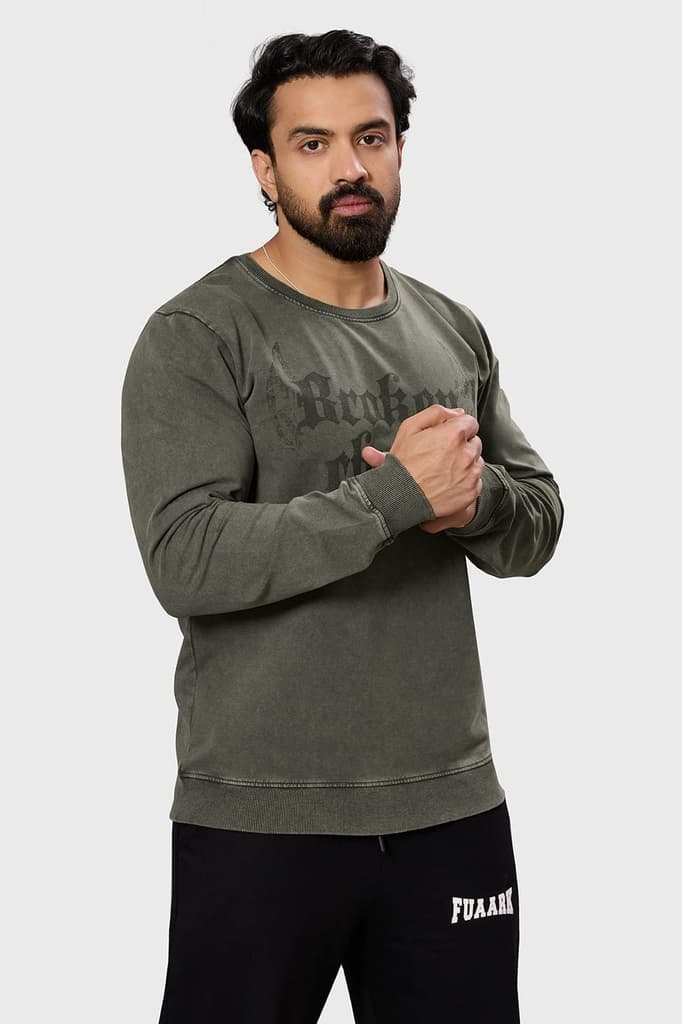 Shadow Washed Sweatshirt Olive — S