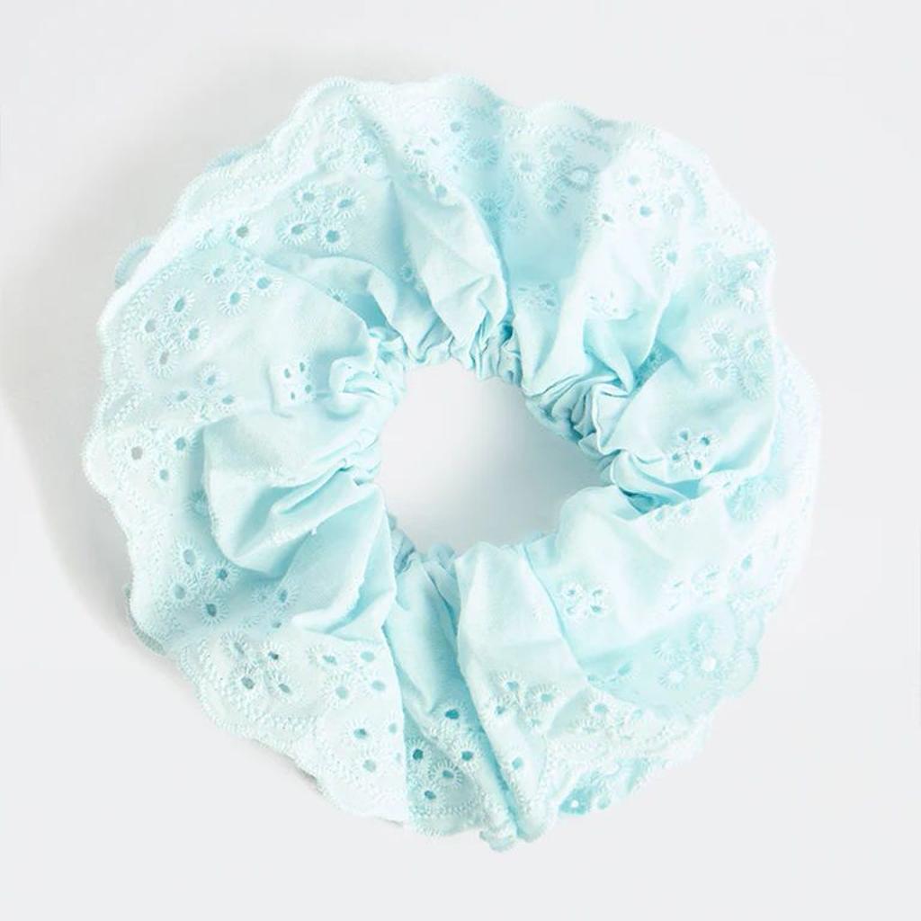 Westside Accessories Blue Embroidered Scrunchie
