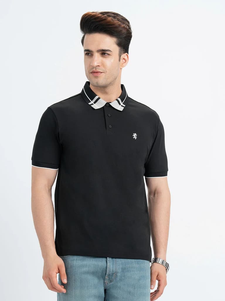 T Shirts for Men in Black | Polo Half Sleeve T Shirt — S / Black