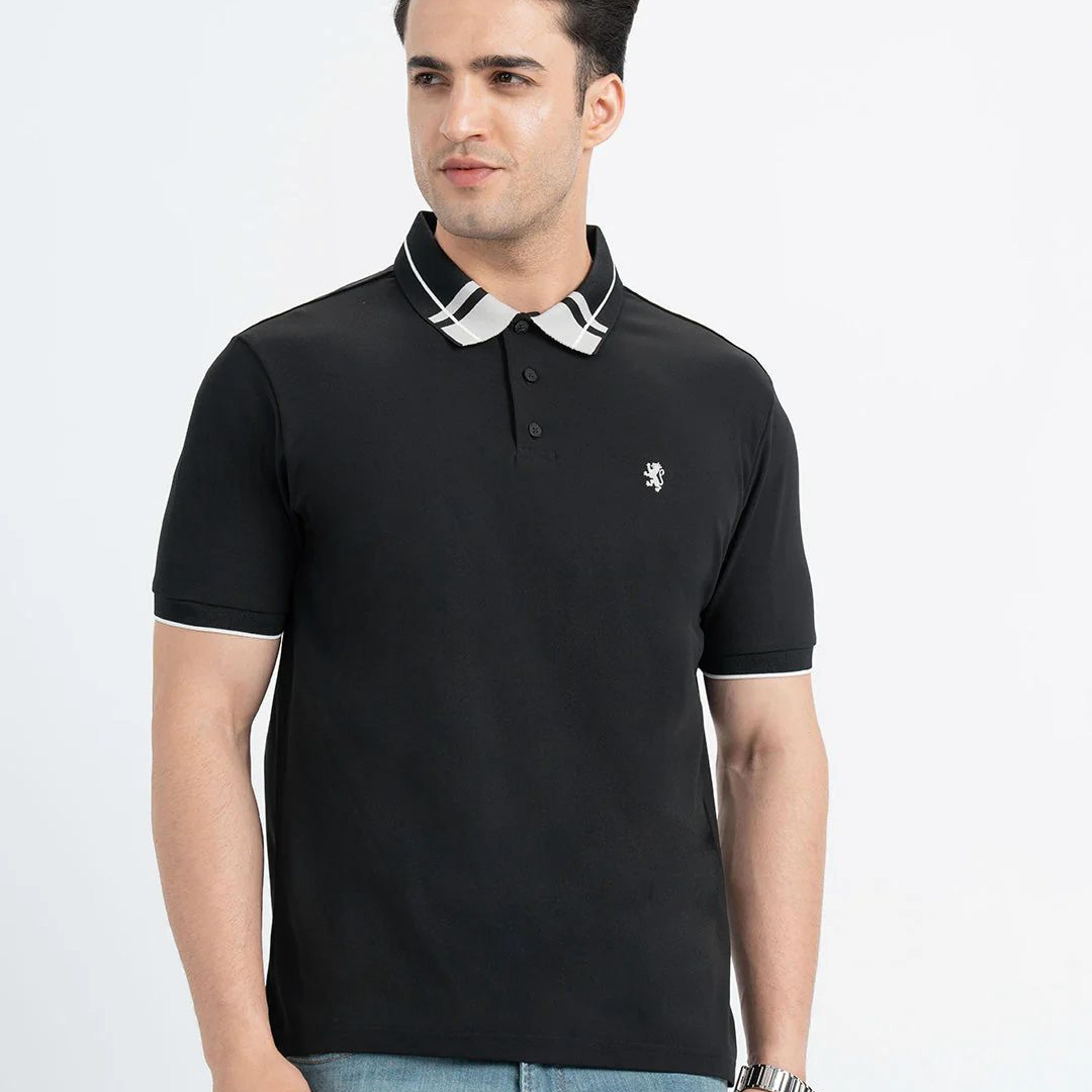 T Shirts for Men in Black | Polo Half Sleeve T Shirt