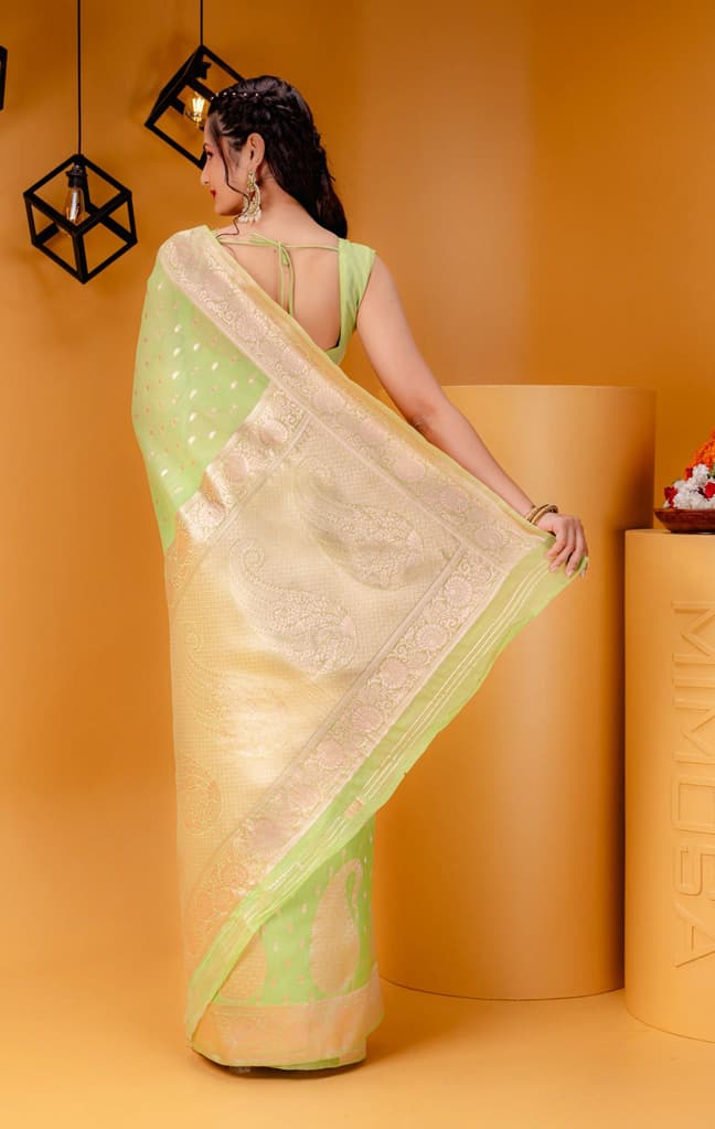 Mimosa Women's Woven Design Banarasi Style Art Silk Saree With Blouse Piece : SA00001779PSFREE — photo 6