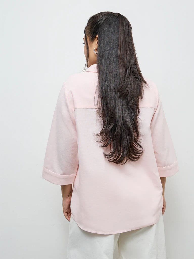 Gia Light Pink Embroidered Blouse — photo 4