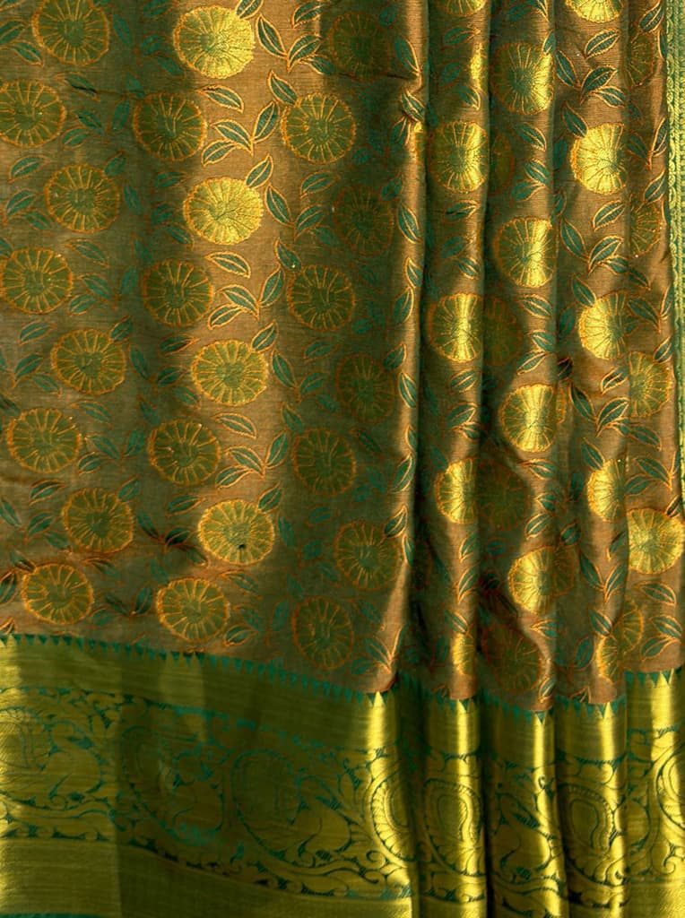 MIMOSA Women's Woven Design Kanjivaram Style Art Silk Saree with Blouse Piece - Green ( SA00003146GRNFREE ) — photo 5