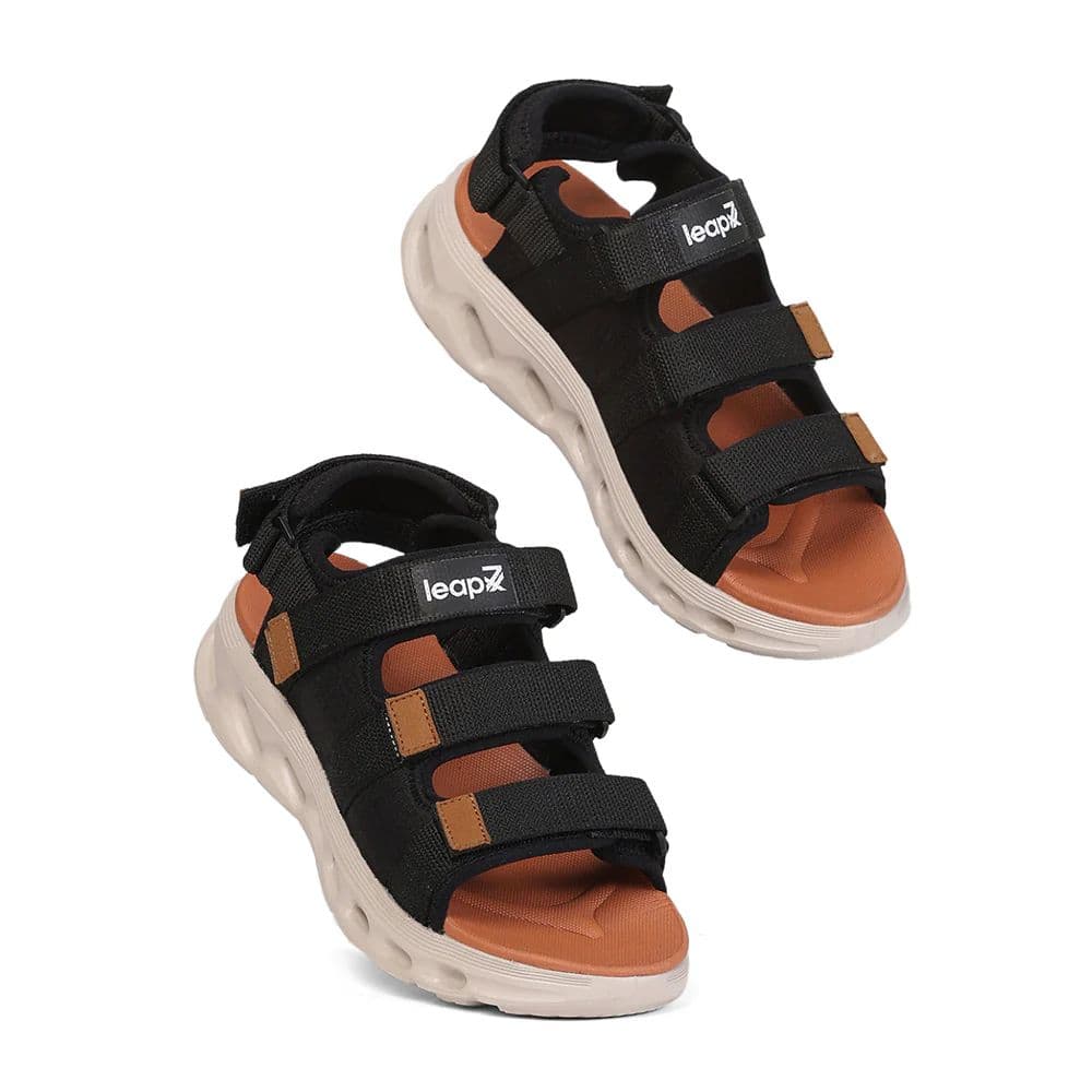 Leap7X AIRFLOW-S2 Men's Black Casual Sandals - Velcro Closure with Airflow Outsoles — photo 7