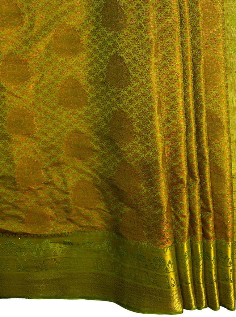 MIMOSA Women's Woven Design Kanjivaram Style Art Silk Saree with Blouse Piece - Olive ( SA00003144OLFREE ) — photo 6