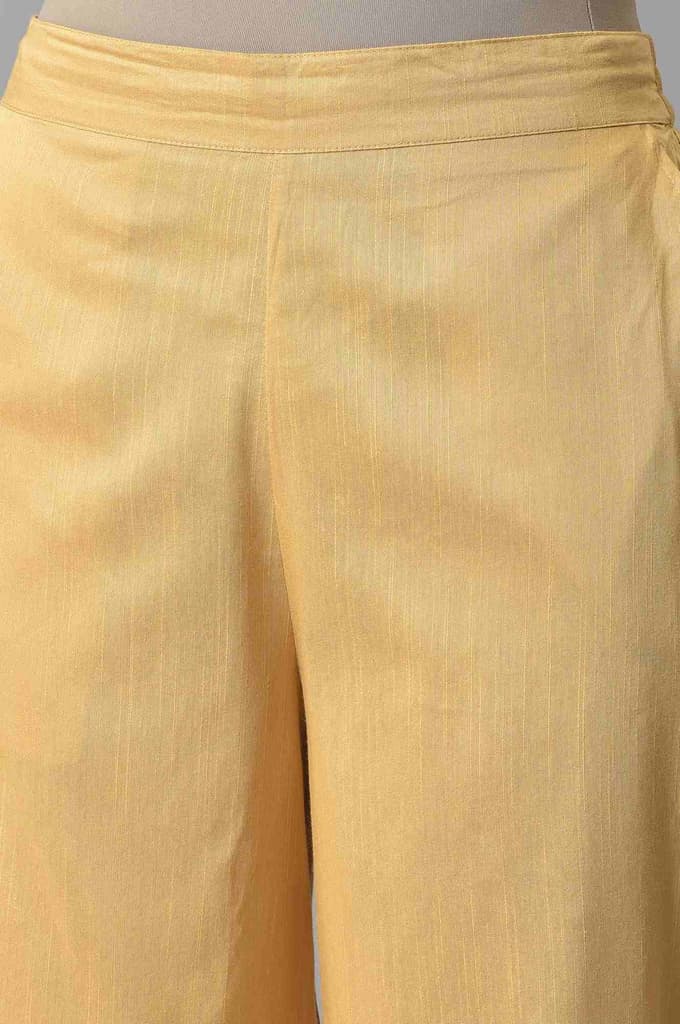 Gold Solid Straight Fit Culottes With Elasticated Waistband — photo 6