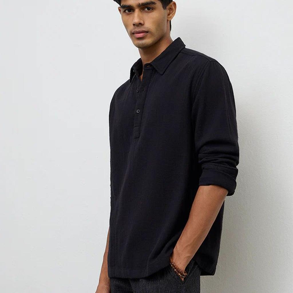 ETA Black Relaxed-Fit Cotton Shirt