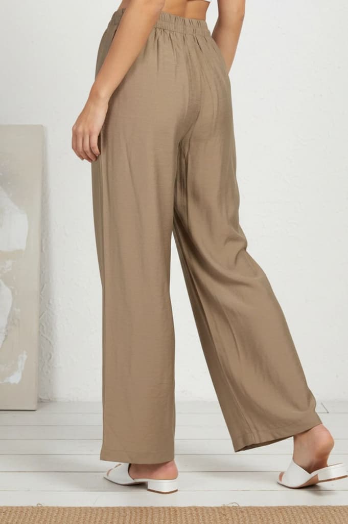 Gold Solid Rayon Relaxed Fit Flared Pants — photo 4