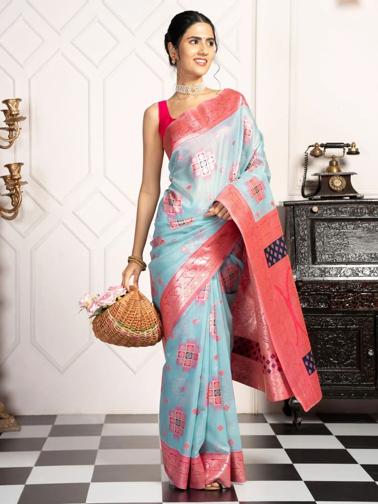 Mimosa Women's Woven Design Kanjivaram Style Art Silk Saree With Blouse Piece : SA00002072SFFREE — photo 5