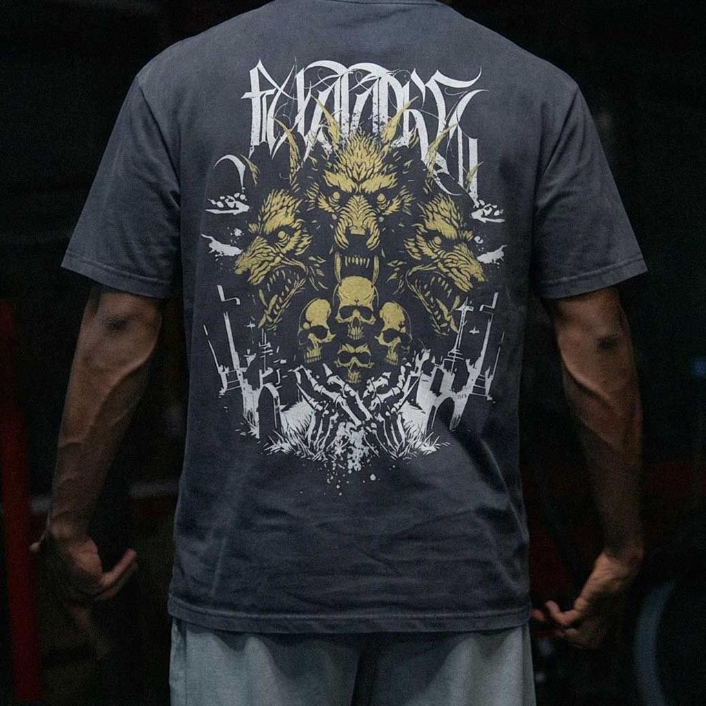 Skull Washed Oversized T-shirt Navy