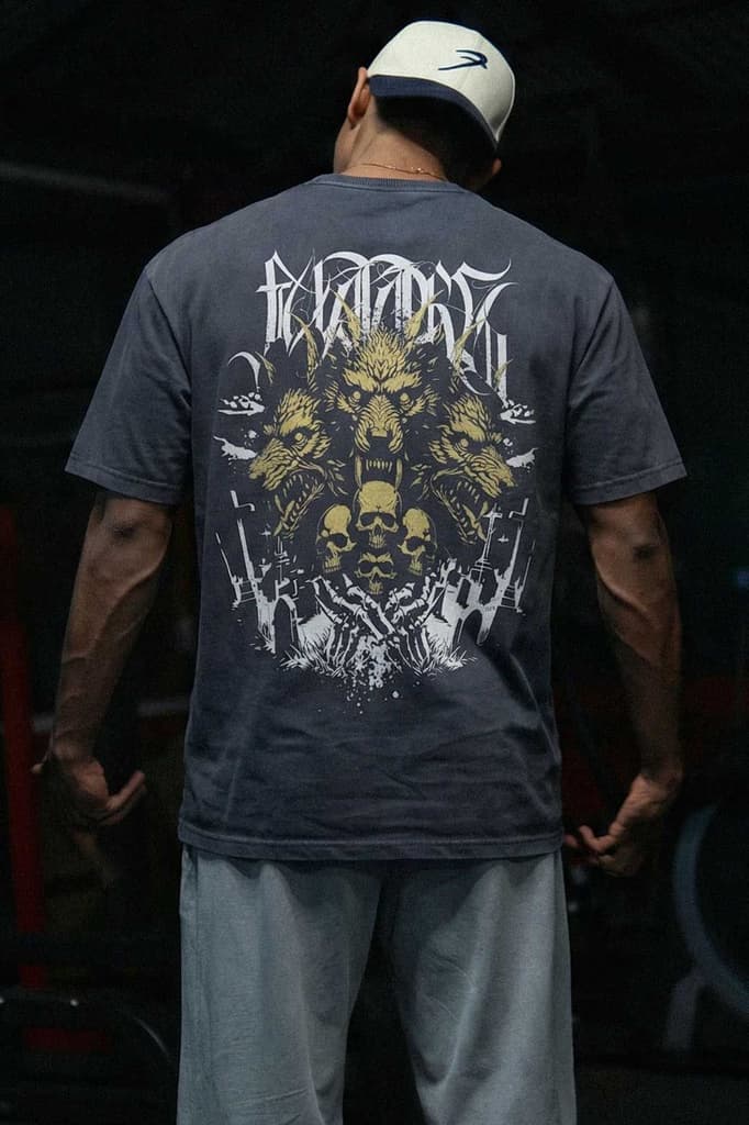 Skull Washed Oversized T-shirt Navy — S