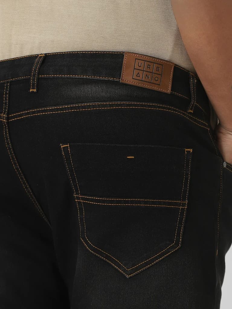 Plus Men's Black Regular Fit Washed Jeans Stretchable — photo 6