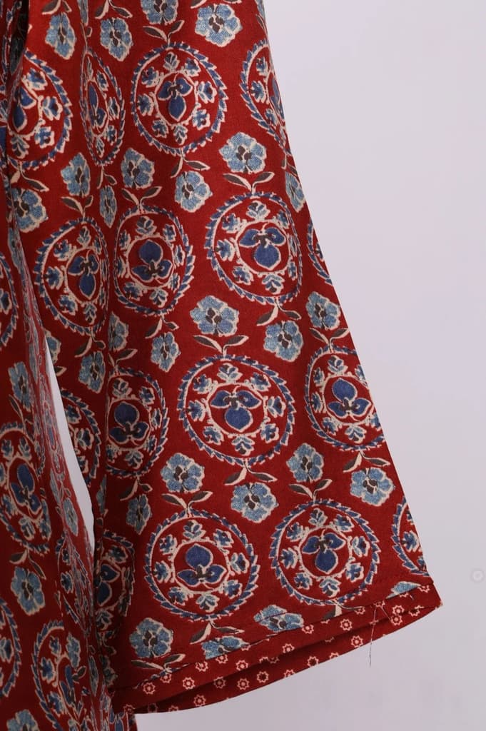 Rust Ethnic Motifs Rayon A-line Kurta — photo 5