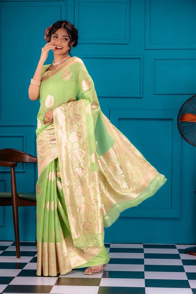 Mimosa Women's Woven Design Banarasi Style Art Silk Saree With Blouse Piece : SA00001754PSFREE — photo 5