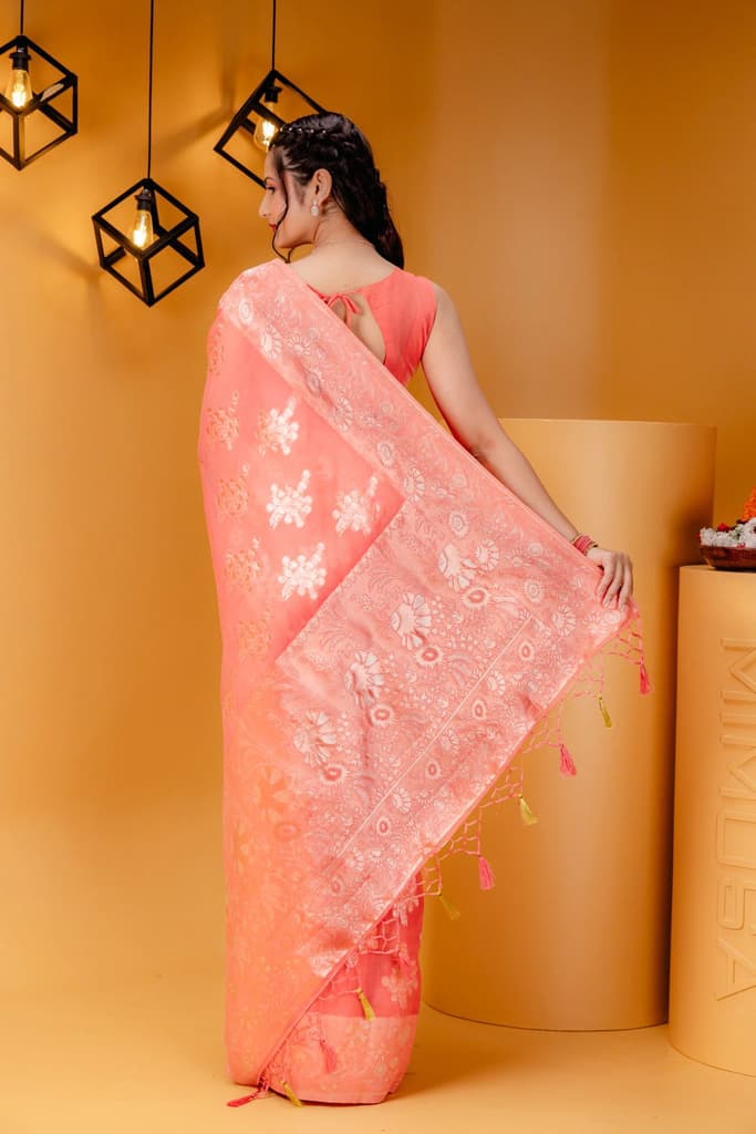 Mimosa Women's Woven Design Banarasi Style Art Silk Saree With Blouse Piece : SA00001806GJFREE — photo 6