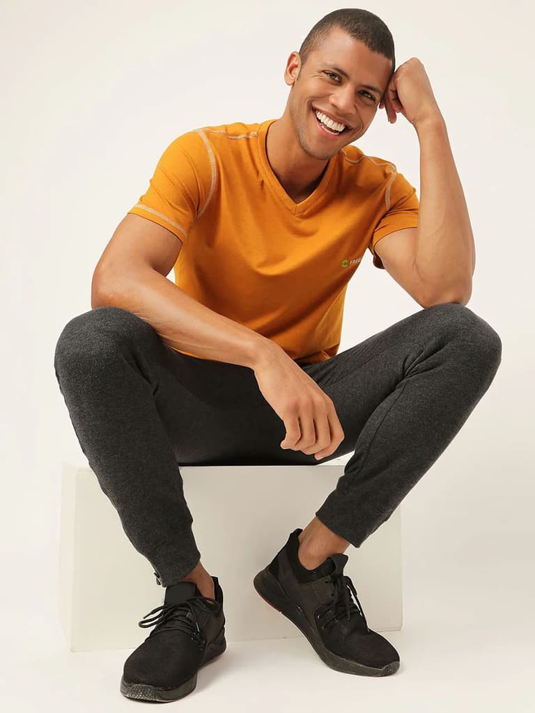 Mustard Yellow Men's Organic Bamboo Casual Tees - V Neck (Pack Of 1) — photo 7