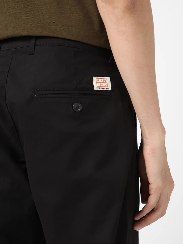 Men's Black Cotton Regular Fit Casual Chinos Trousers Stretch — photo 5