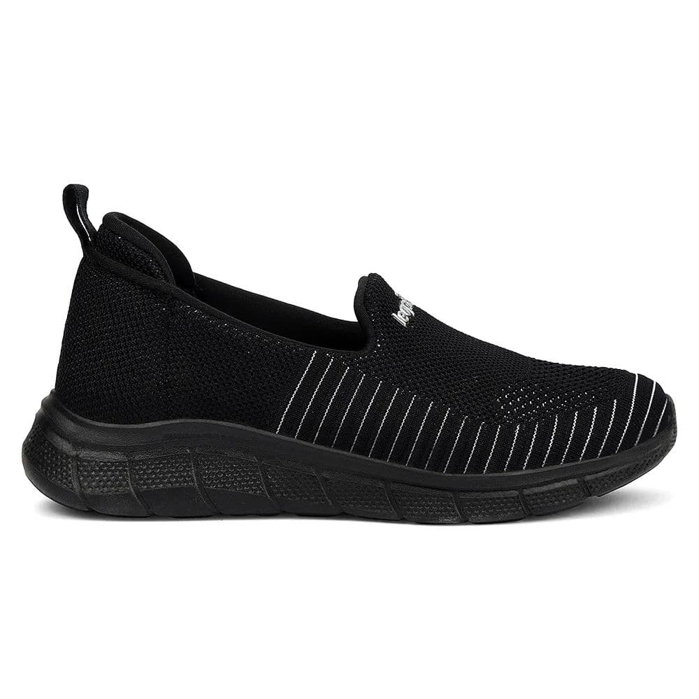 Leap7x Black Sports Non Lacing Walking Shoes For Women GHD-8 By Liberty — photo 2