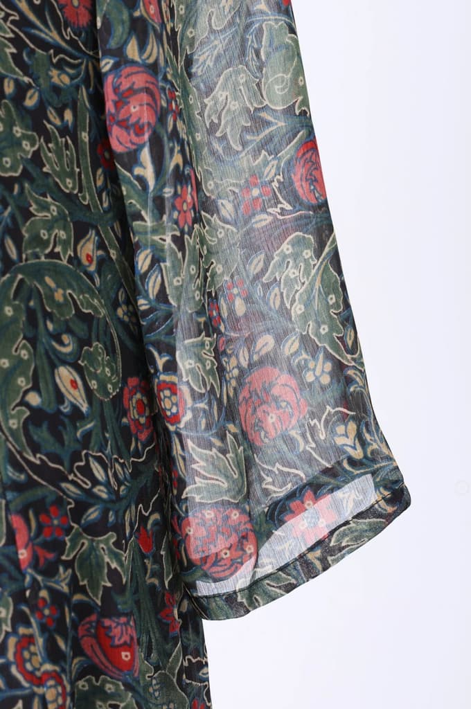 Black Floral Printed Sequins Chiffon Straight Kurta — photo 6