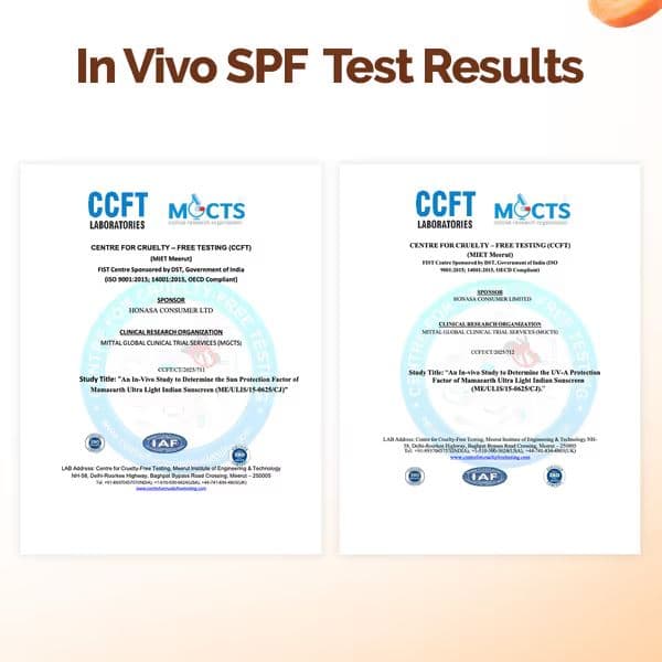 Mamaearth Ultra-Light Indian Sunscreen SPF 50 PA++++ – In-Vivo Tested (ISO 24444 & ISO 24442 Certified, CTRI/2025/07/090388) - 80g