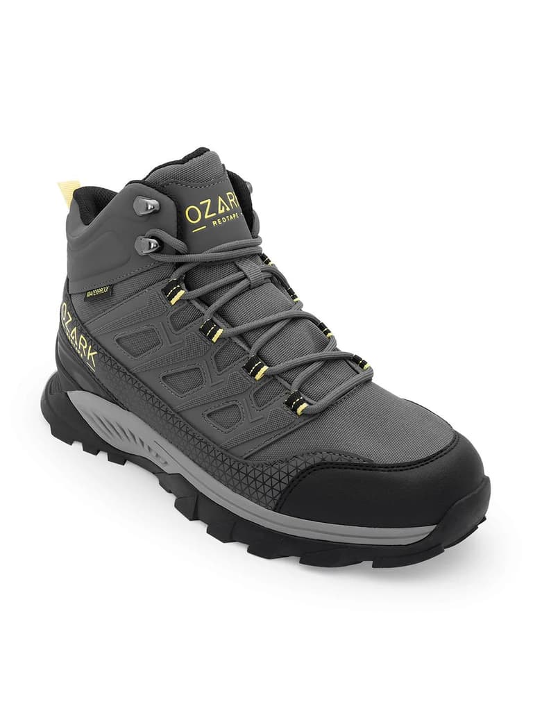 Dark Grey Trekking Shoes for Men | High-Top Outdoor — 6 / Dark Grey