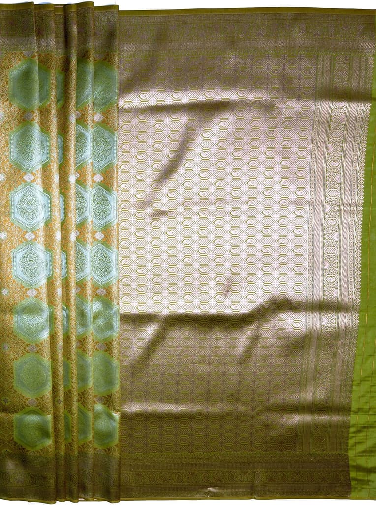 MIMOSA Women's Woven Design Kanjivaram Style Art Silk Saree with Blouse Piece - Olive ( SA00002246OLFREE ) — photo 7
