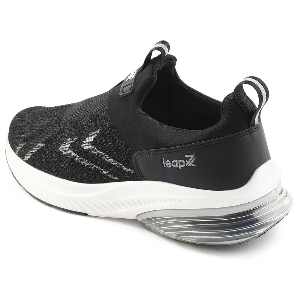 Leap7x Black Sports Non Lacing Walking Shoes For Men BRISK-24 By Liberty — photo 6