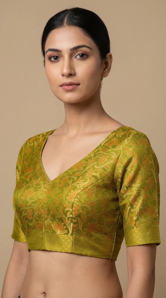 MIMOSA Women's Woven Design Kanjivaram Style Art Silk Saree with Blouse Piece - Olive ( SA00003144OLFREE ) — photo 5
