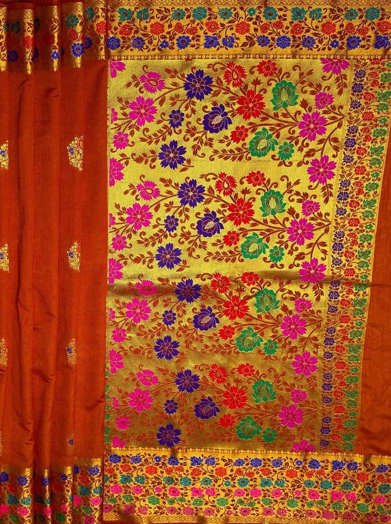 MIMOSA Women's Woven Design Paithani Style Raw Silk Saree with Blouse Piece - Rust ( SA00003127RSFREE ) — photo 7