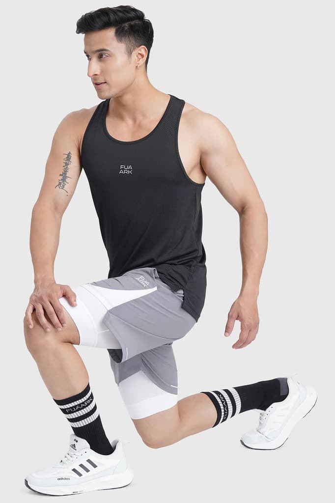 2 in 1 Mesh Shorts Foggy Grey With White — photo 2