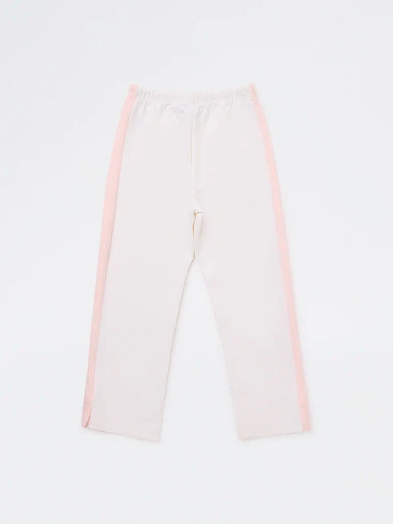 HOP Kids Girls Off-White Striped Mid-Rise Track Pants — photo 2