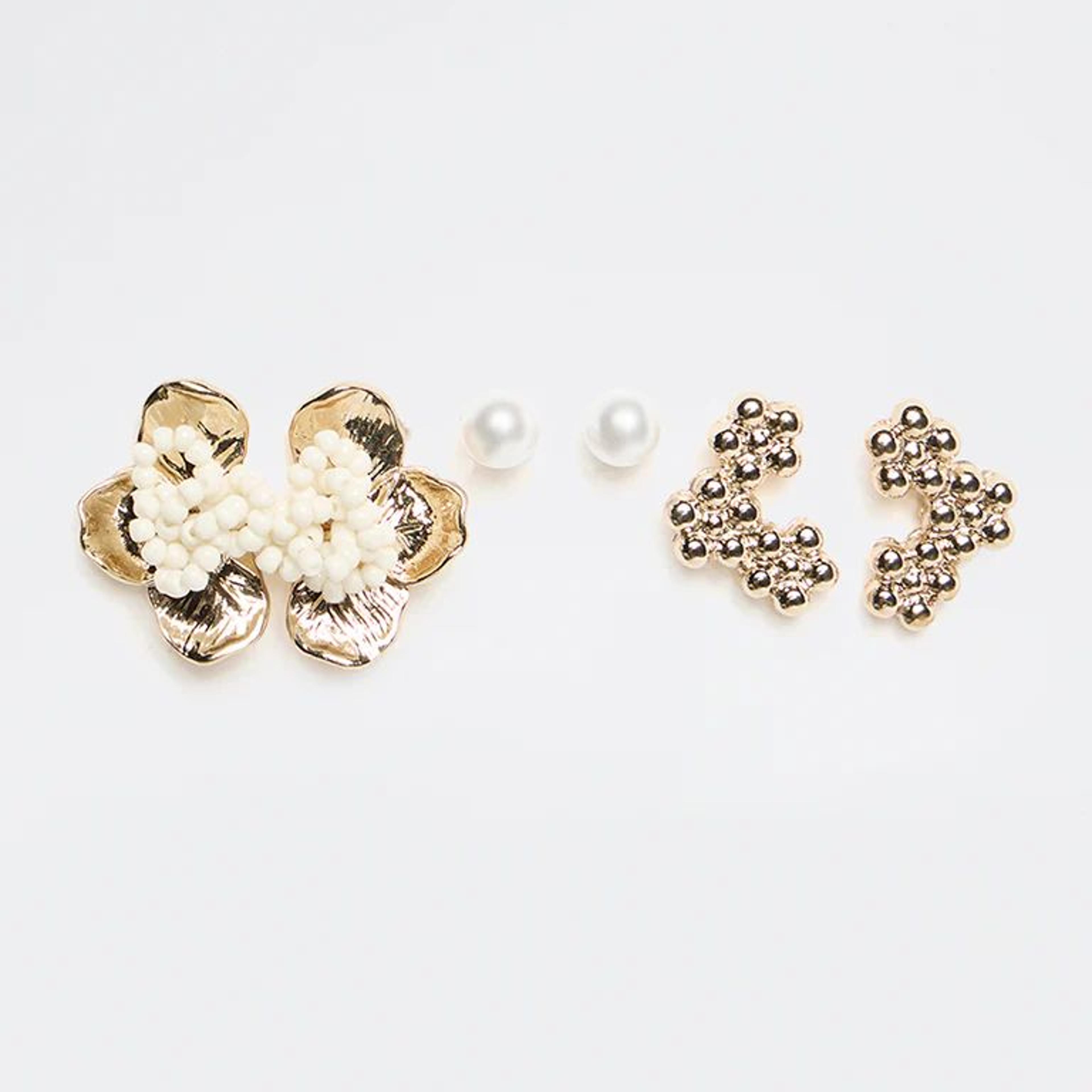 Westside Accessories Gold Floral Stud Earrings - Pack of 3