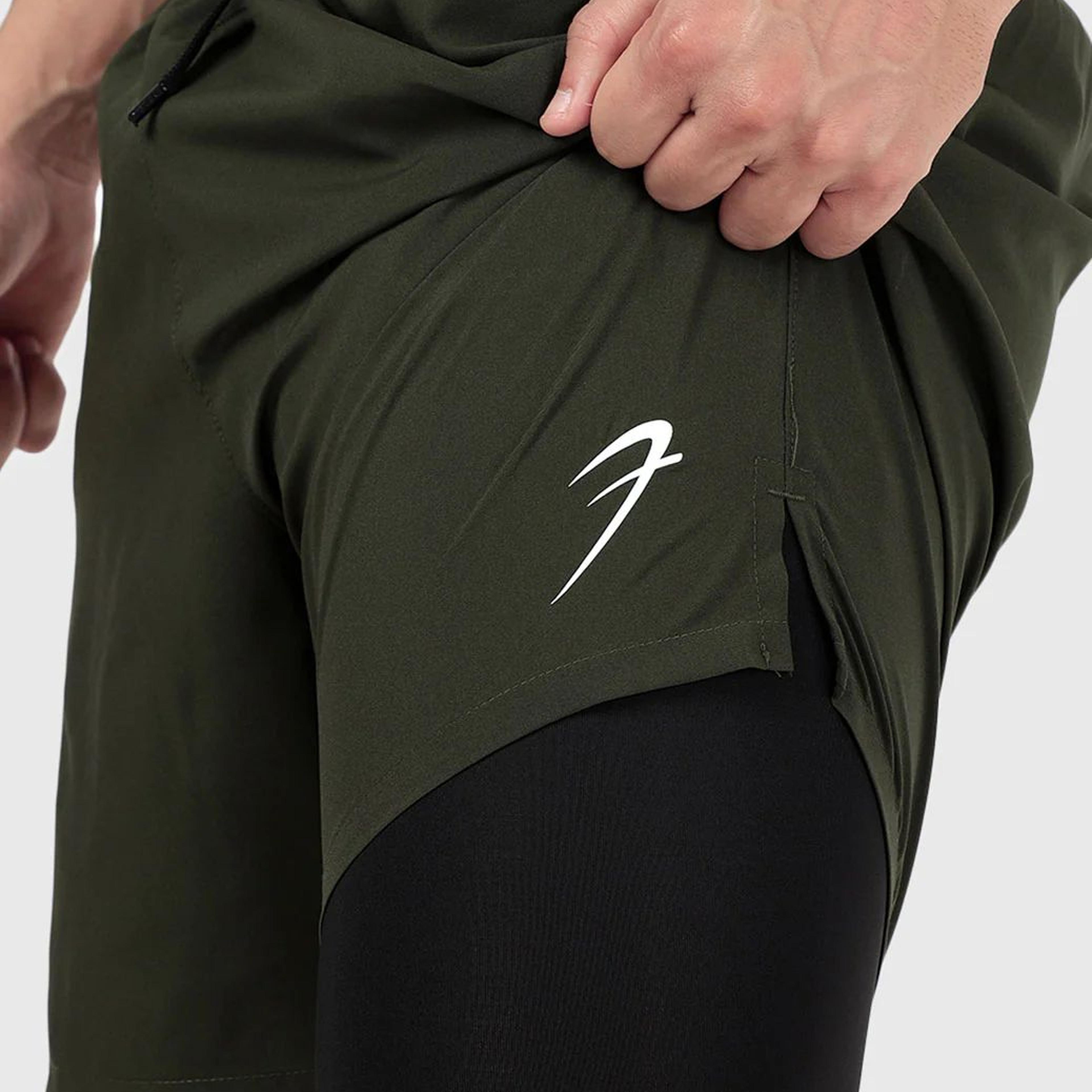 2 in 1 Compression Shorts Olive
