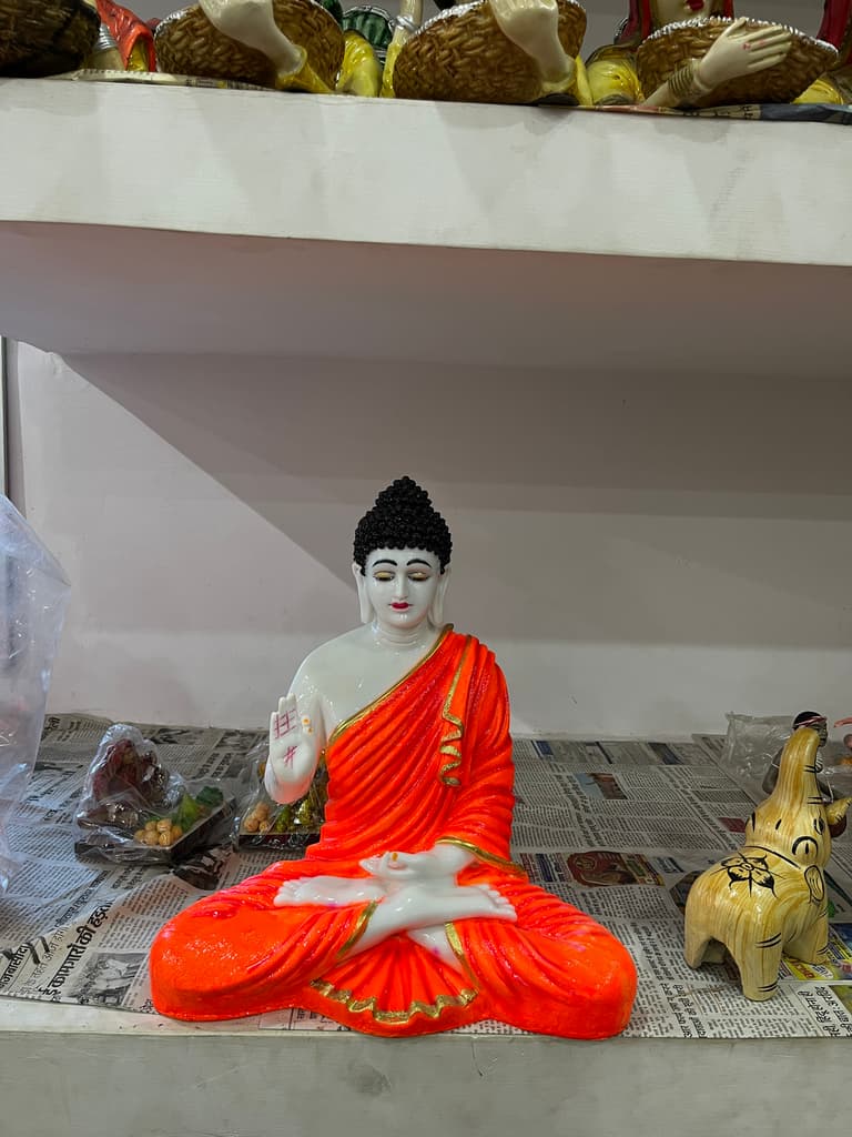Buddha Statue | Sculpture | Porcelain | Orange