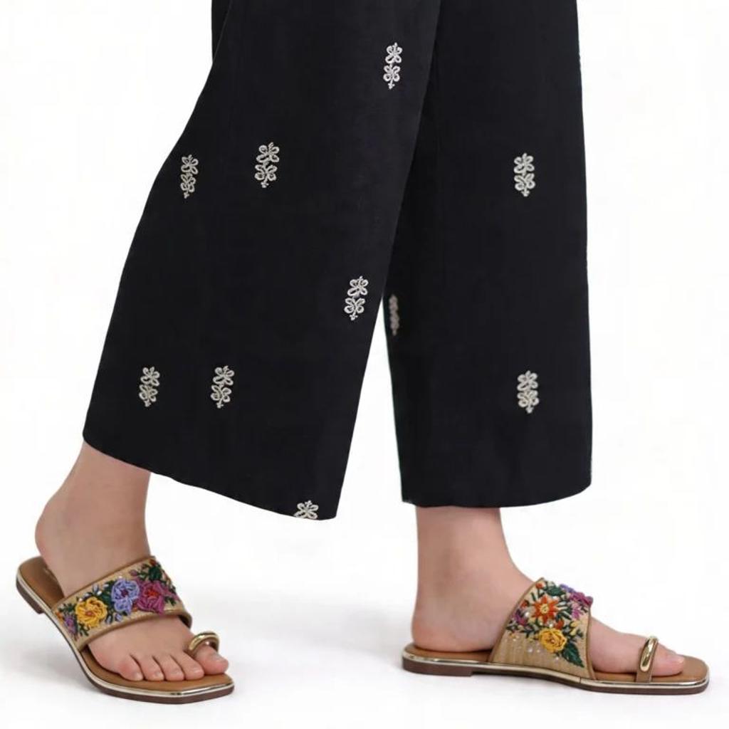 LUNA BLU Multicolor Floral-Embroidered Kolhapuri Sandals