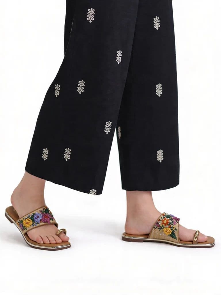 LUNA BLU Multicolor Floral-Embroidered Kolhapuri Sandals