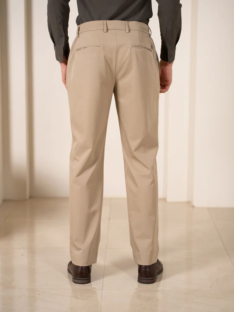 Uncommon Beige 247 Relaxed Fit Smart Formal Trousers — photo 5