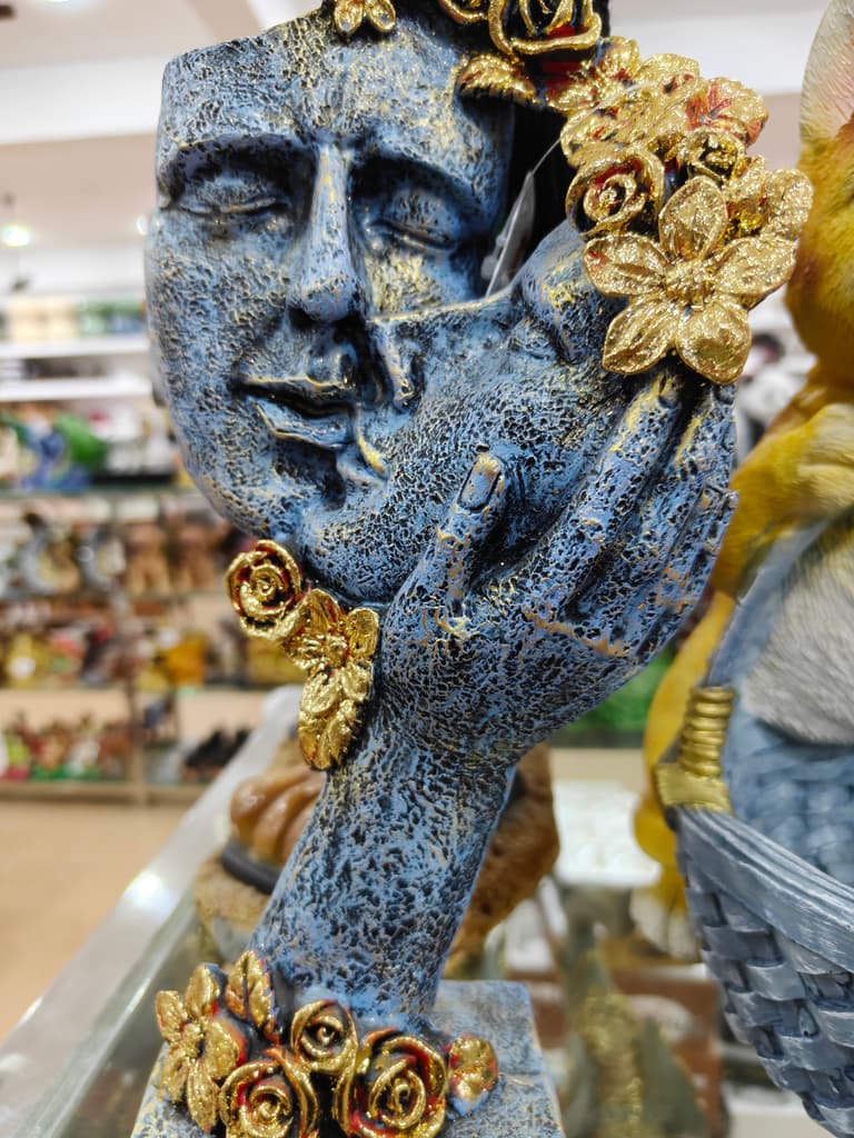Blue Sculpture | Art Deco | Ceramic | Gold