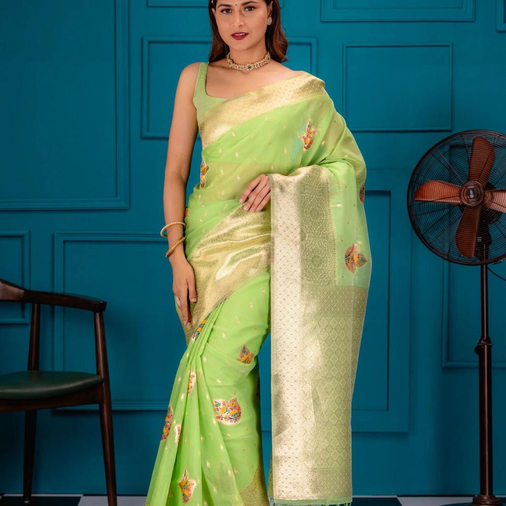 Mimosa Women's Woven Design Banarasi Style Art Silk Saree With Blouse Piece : SA00001759PSFREE